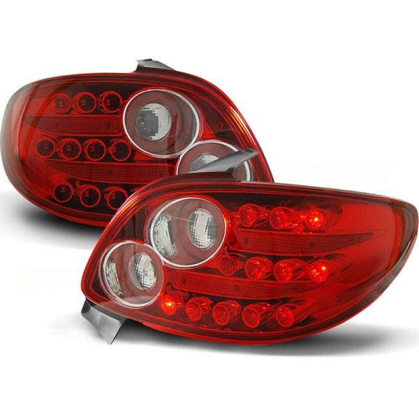 PEUGEOT 206 98- 3D / 5D - zadné LED svetlá červeno biela