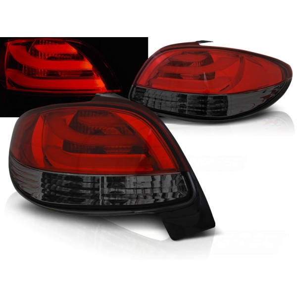 PEUGEOT 206 98- 3D / 5D - zadné LED svetlá červeno dymová LED BAR