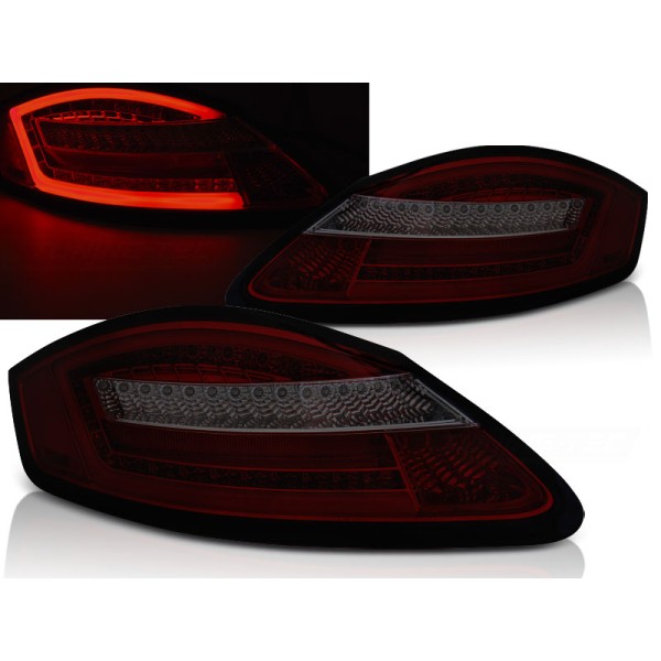 PORSCHE BOXSTER 987 / CAYMAN 05-08 - zadné LED svetlá červeno dymová LED BAR s dynamickým blinkerom