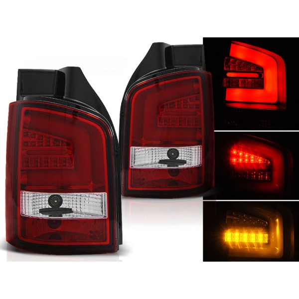 VW T5 03-09 - zadné LED svetlá červeno biela LED BAR