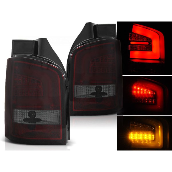 VW T5 03-09 - zadné LED svetlá červeno dymová LED BAR