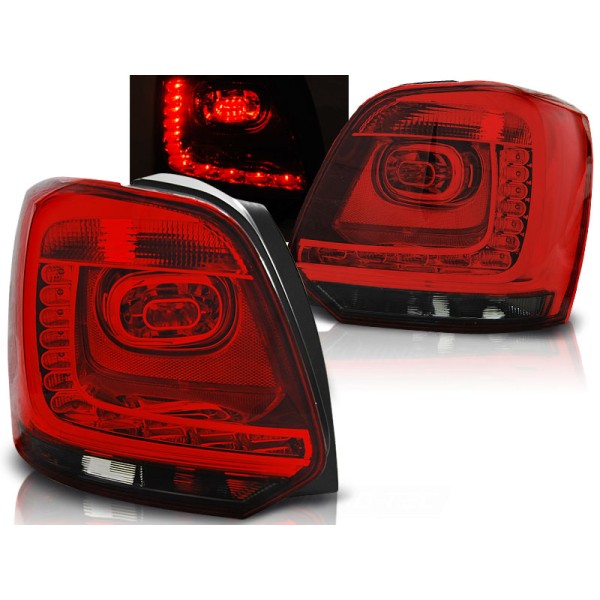 VW POLO 6R 09-14 HTB. - zadné LED svetlá červeno dymová