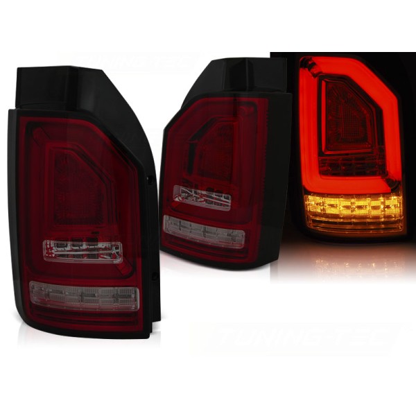 VW T6 2015- - zadné LED svetlá červeno dymová LED BAR s dynamickým blinkerom