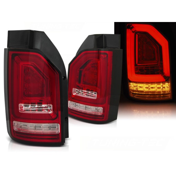 VW T6 2015- - zadné LED svetlá červeno biela  LED BAR s dynamickým blinkerom