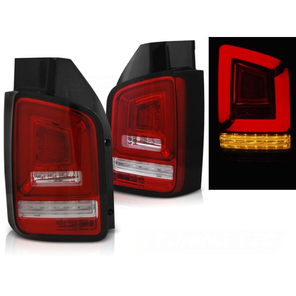 VW T5 03-09 - zadné LED svetlá červeno biela LED BAR s dynamickým blinkerom