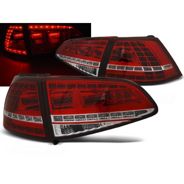 VW GOLF 7 13-17 HTB. - zadné LED svetlá červeno biele GTI LOOK s dynamickým blinkerom