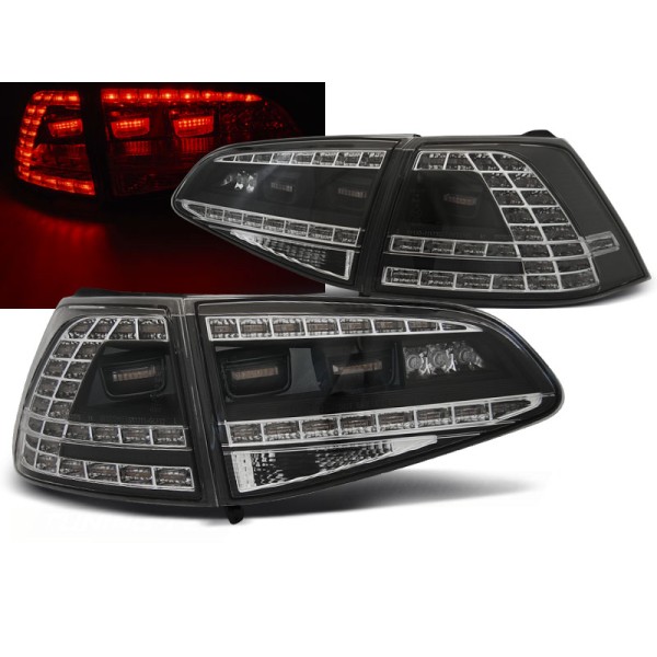 VW GOLF 7 13-17 HTB. - zadné LED svetlá čierna GTI LOOK s dynamickým blinkerom