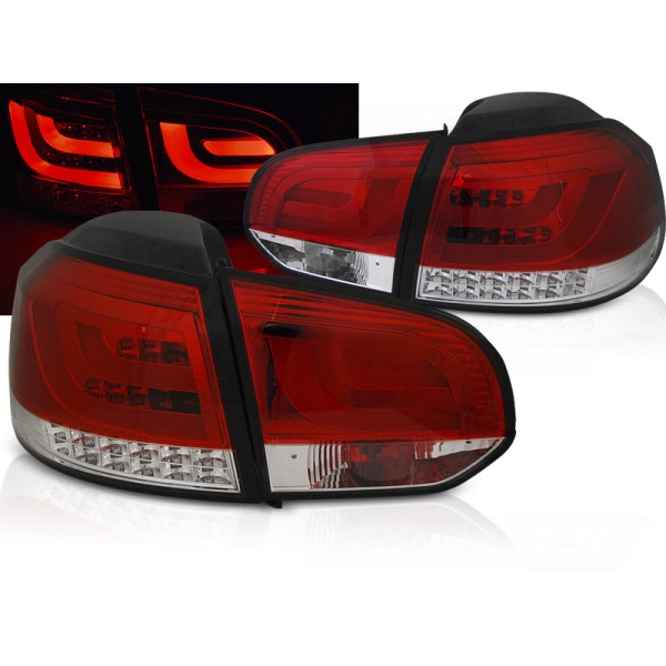 VW GOLF 6 08-12 - zadné LED svetlá červeno biele LED BAR