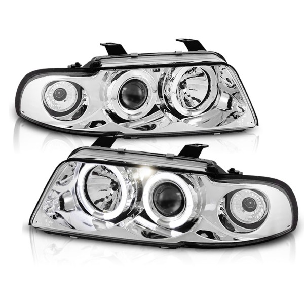 Audi A4 94-98 - predné chrom svetlá s ANGEL EYES