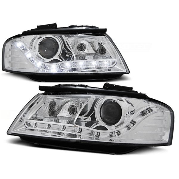 Audi A3 8P 03-08 - predné chrom svetlá s LED svietením