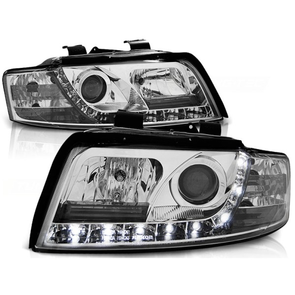 Audi A4 00-04 - predné chrom svetlá s LED svietením
