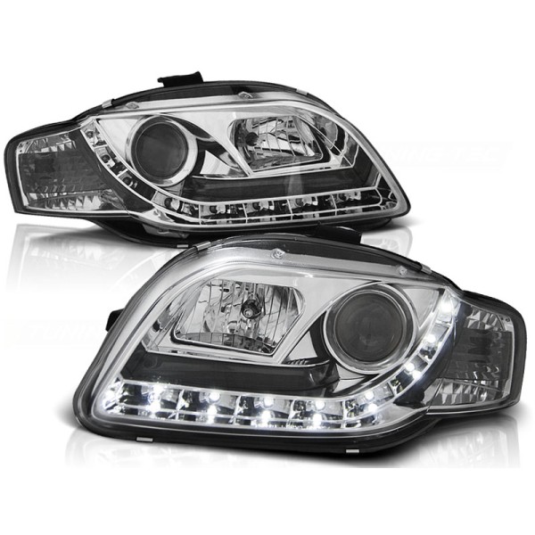 Audi A4 04-09 - predné chrom svetlá s LED svietením