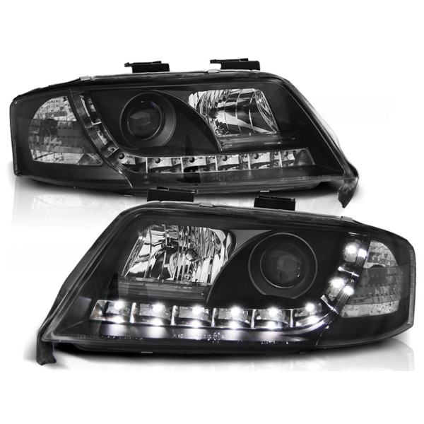 Audi A6 01-04 - predné čierna svetlá s LED svietením