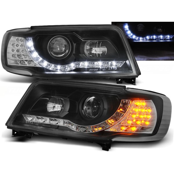 Audi 100 C4 12.90-06.94 - predné čierna svetlá s LED svietením a LED smerovky
