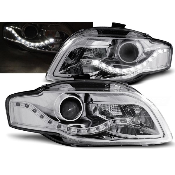 Audi A4 04-09 - predné chrom svetlá s LED svietením