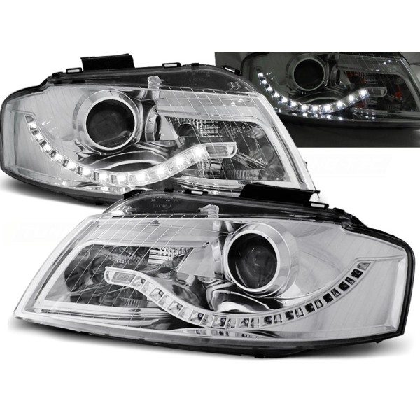 Audi A3 8P 03-08 - predné chrom svetlá s LED svietením