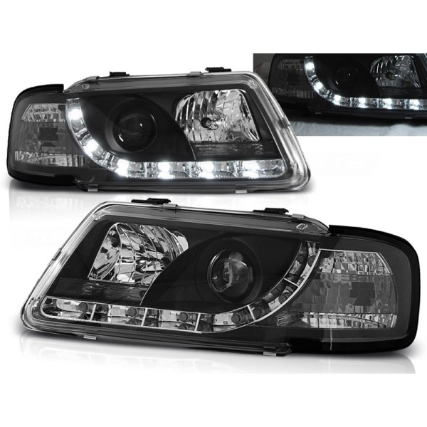 Audi A3 8L 96-00 - predné čierna svetlá s LED denným svietením