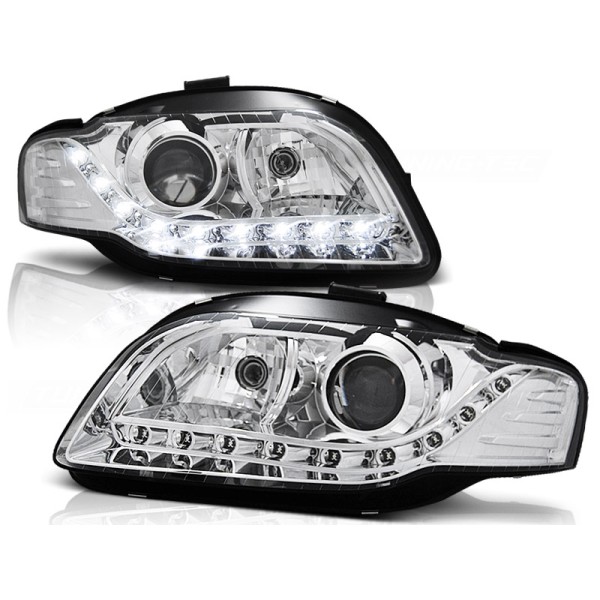 Audi A4 04-09 - predné chrom svetlá s LED svietením