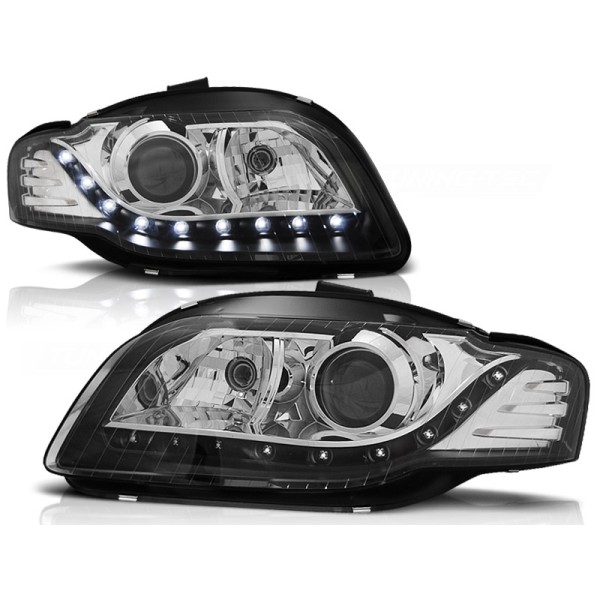 Audi A4 04-09 - predné čierna svetlá s LED svietením