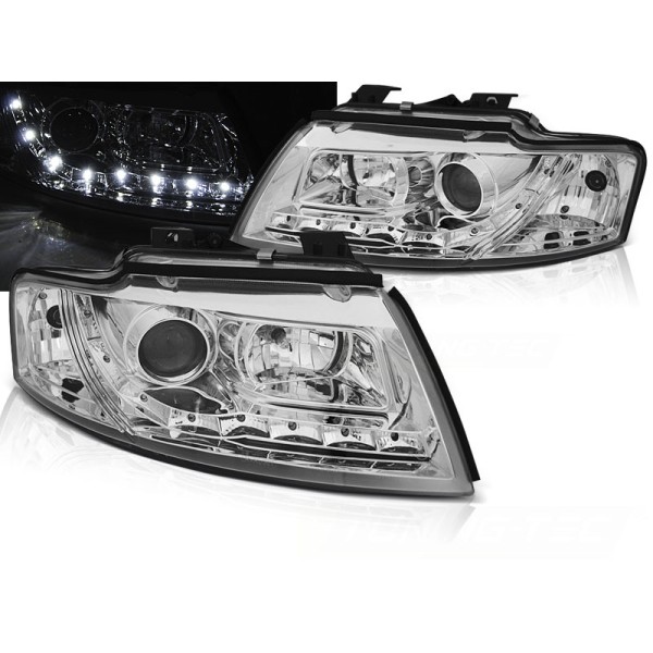 Audi A4 02-06 cabrio - predné chrom svetlá s LED svietením