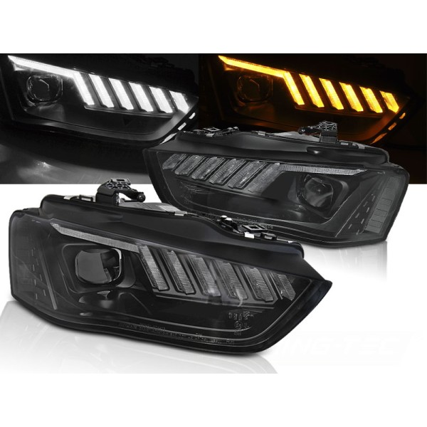 AUDI A4 B8 12-15 - predný čierne svetla s LED denným svietením dynamickým smerom pre xenón