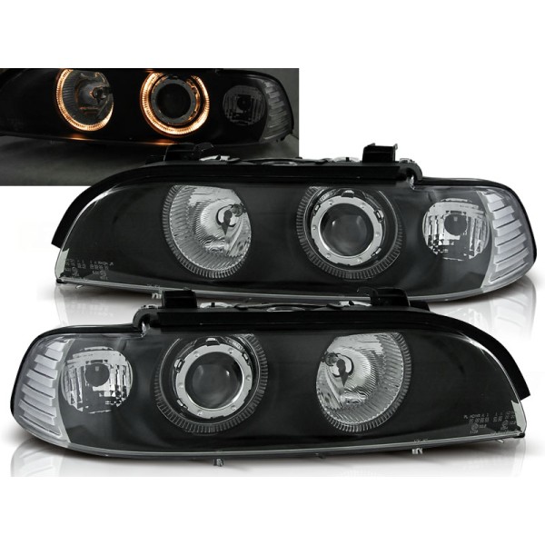 BMW E39 95-03 - predné čierna svetlá s ANGEL EYES
