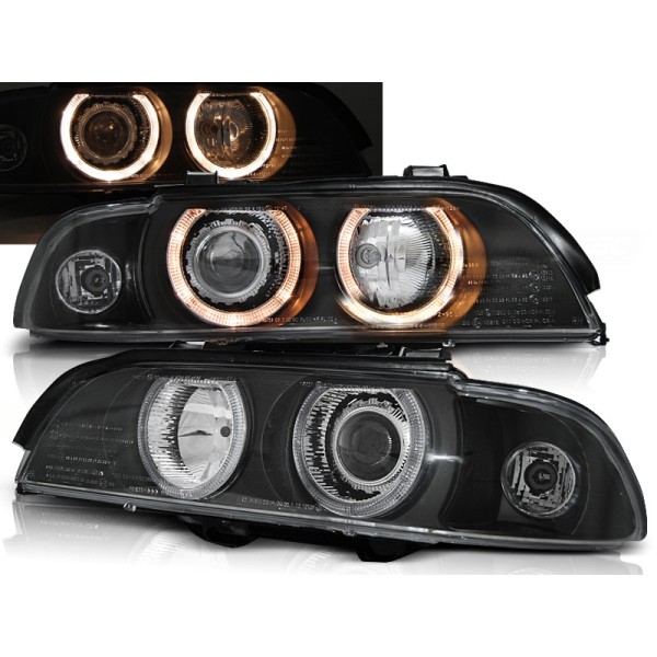 BMW E39 95-03 - predné čierna svetlá s ANGEL EYES