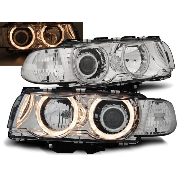 BMW E38 98-01 - predné chrom svetlá s ANGEL EYES