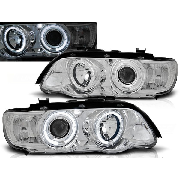 BMW X5 E53 99-03 - predné chrom svetlá ANGEL EYES