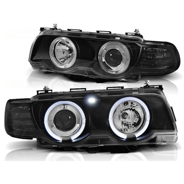 BMW E38 98-01 - predné čierna svetlá s ANGEL EYES pre xenon