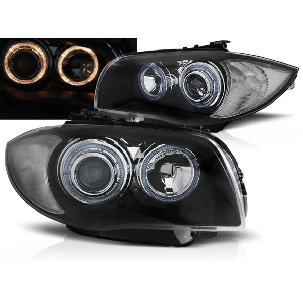 BMW 1 E87 / E81 / 82/88 04-11 - predné čierna svetlá s ANGEL EYES
