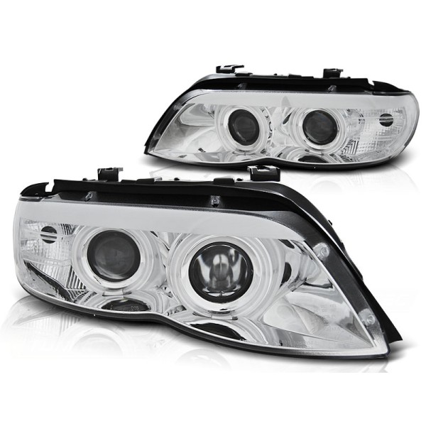 BMW X5 E53 03-06 - predné chrom svetlá ANGEL EYES CCFL pre xenon
