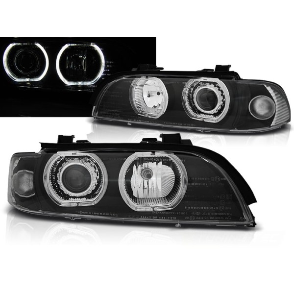 BMW E39 95-03 - predné čierna svetlá s ANGEL EYES LED