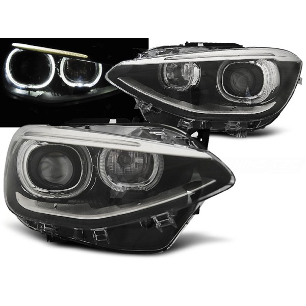 BMW F20 / 21 11-14 - predné čierna svetlá s LED denným svietením TRU