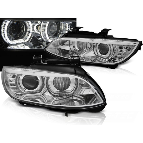 BMW E92 / E93 06-10 - predné chrom svetlá s ANGEL EYES pre xenon
