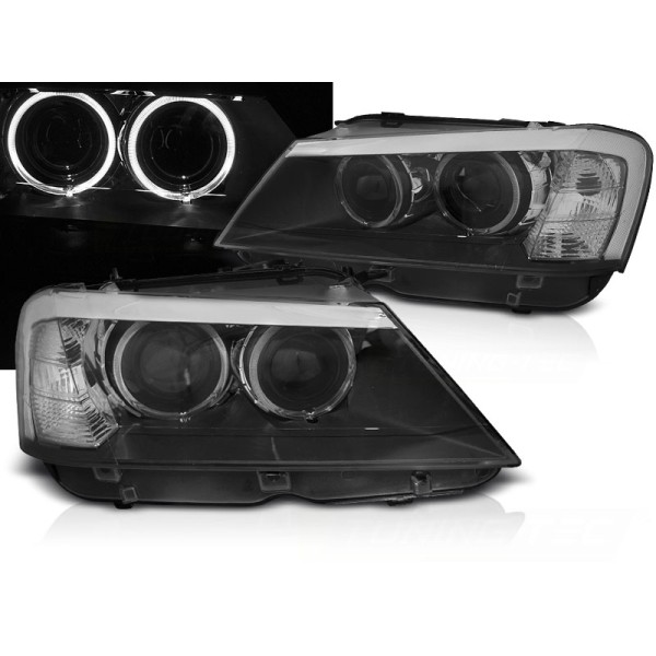 BMW X3 F25 10-14 - predné čierna svetlá s ANGEL EYES