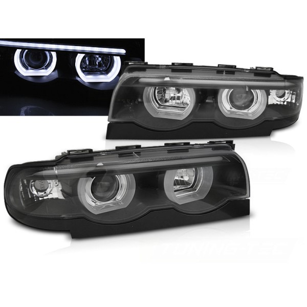 BMW E38 98-01 - predné čierna svetlá s 3D ANGEL EYES