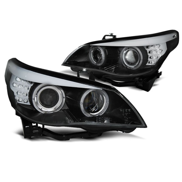 BMW E60/E61 2005-2007 - predné xenónové D1S svetlá s CCFL ANGEL EYES čierna