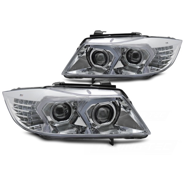 BMW E90/E91 2005-2008 - Predné FULL LED svetlá CHRÓMOVÁ