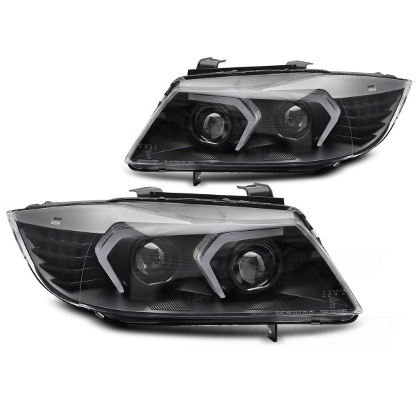 BMW E90/E91 2005-2008 - Predné FULL LED svetlá ČIERNA