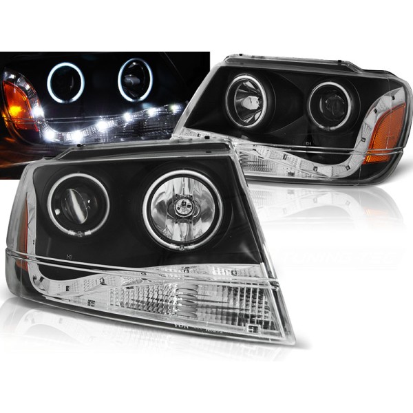 CHRYSLER JEEP GRAND CHEROKEE 99-05 - predné čierna svetlá ANGEL EYES CCFL