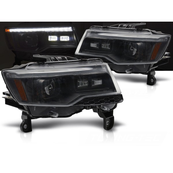 Chrysler Jeep Grand Cherokee 2014-2021 - predné svetlá čierna TUBE LIGHT SEQ HID