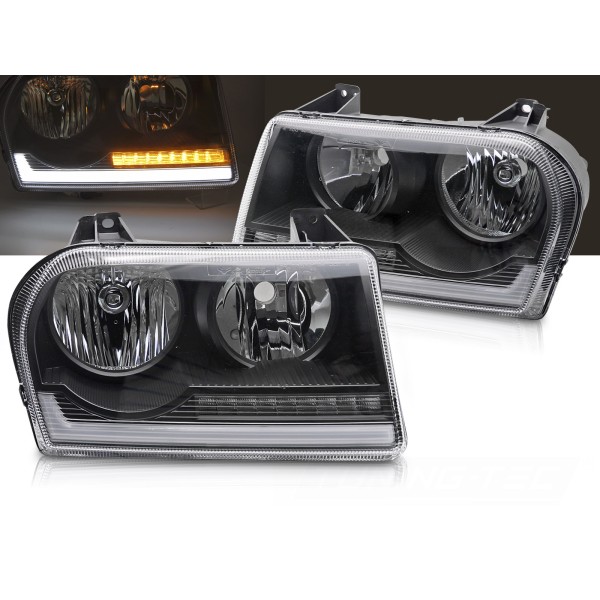 CHRYSLER 300 2005-2008 - predné svetlá TUBE ČIERNA