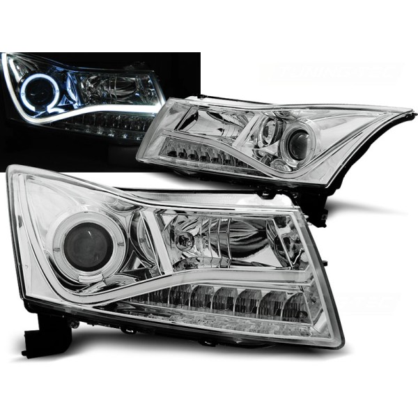 CHEVROLET CRUZE 09-12 - predné chrom svetlá ANGEL EYES a led svietením