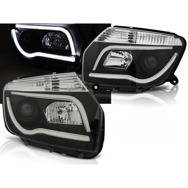 DACIA DUSTER 10-14 - predné čierna svetlá TUBE LIGHT