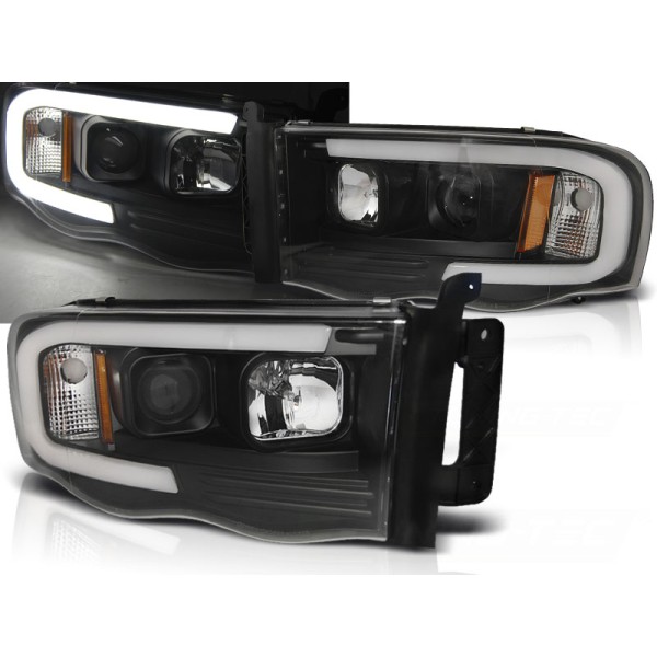 DODGE RAM 02-06 - predné čierna svetlá TUBE LIGHT