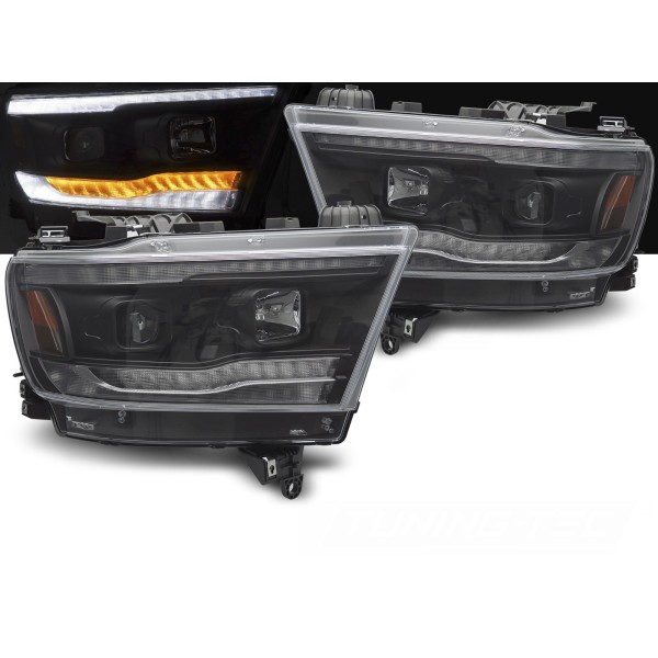 DODGE RAM 19-22 - predné svetlá čierna TUBE SEQ