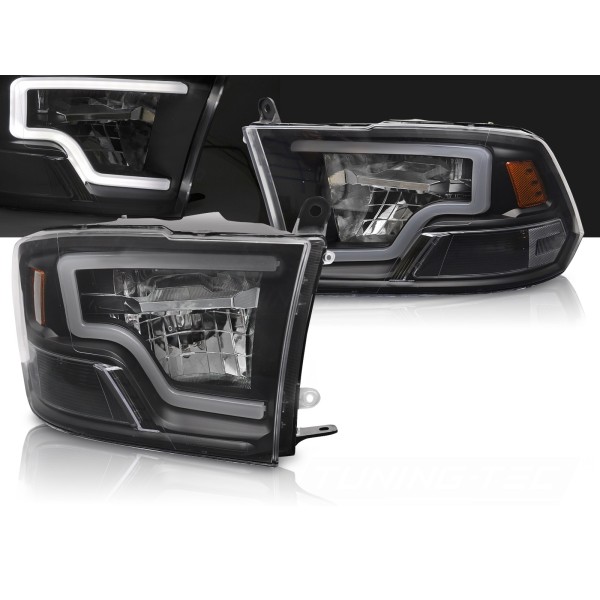 DODGE RAM 2009-2018 - predné čierne svetlá TUBE LED ČIERNA
