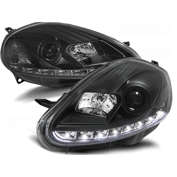 FIAT GRANDE PUNTO 05-08 - predné čierna svetlá s LED svietením