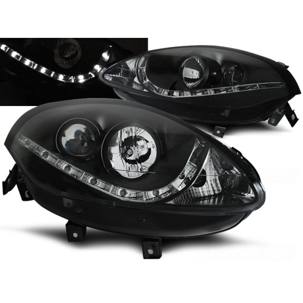 FIAT BRAVO II 07-15 - predné čierna svetlá s LED svietením
